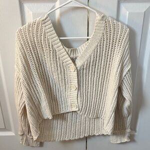 American Eagle Outfitters Cream Button-Up Cardigan